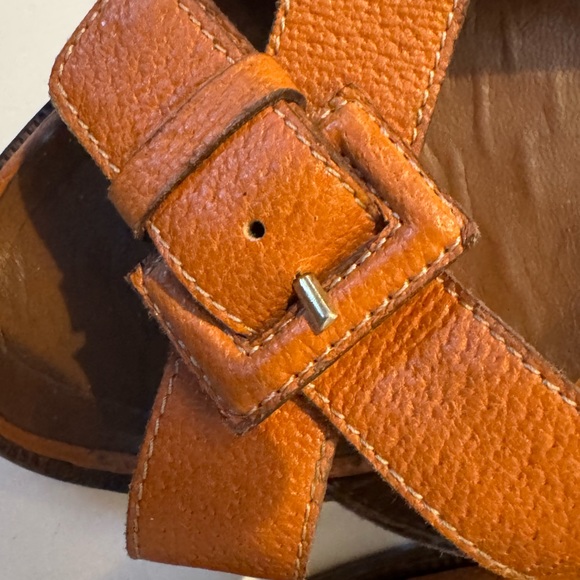 Prada sling back sandals 1 inch heel size 38 tan pebbled leather 90’s - Picture 5 of 12